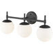 None 3 Light 24 inch Matte Black Bathroom Vanity Light Wall Light